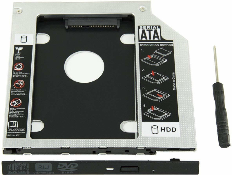 TERABYTE 2nd Hard Drive Caddy, Universal Adapter Tray Enclosure for 9.5 mm CD/DVD Drive 2.5 inch Shock Resistant Water Proof HARD DRIVE ENCLOSURE(For Hard Disk, CV/DVD, SSD, Black)