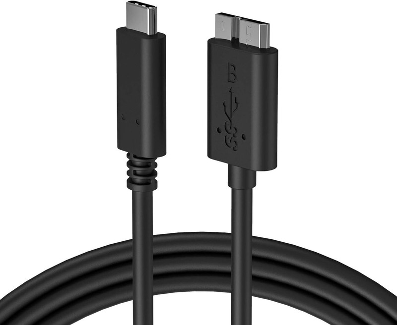 Jihaan USB Type C Cable 50 CM Type C to Micro B 3.0 Cable, 5Gbps USB Type C 2.5 inch USB Type C to Micro-B USB 3.0 Cable(For Round, Black)