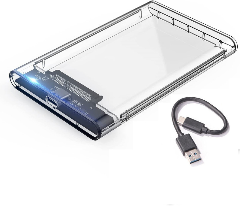 TERABYTE 2.5" SATA SSD Casing - Type-C External Hard Drive/Case Cover 2.5 inch Type C Casing(For Laptop, Transparent)