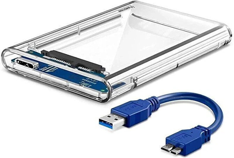 OG X NEXSA USB 3.0 Transparent Portable Hard Box HDD & SSD 2.5" External Hard Disk Casing 2.5 inch Shock Resistant 1(For 1, Transparent)