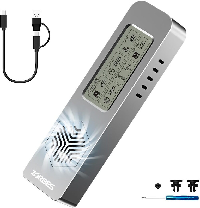 Zorbes High Speed M2 NVMe SSD Enclosure with Cooling Fan and USB 32 Gen2 Support 3 inch External Hard Disk Enclosure(For M.2 NVMe SSD (2230/2242/2260/2280, M Key and B+M Key), Aluminum)