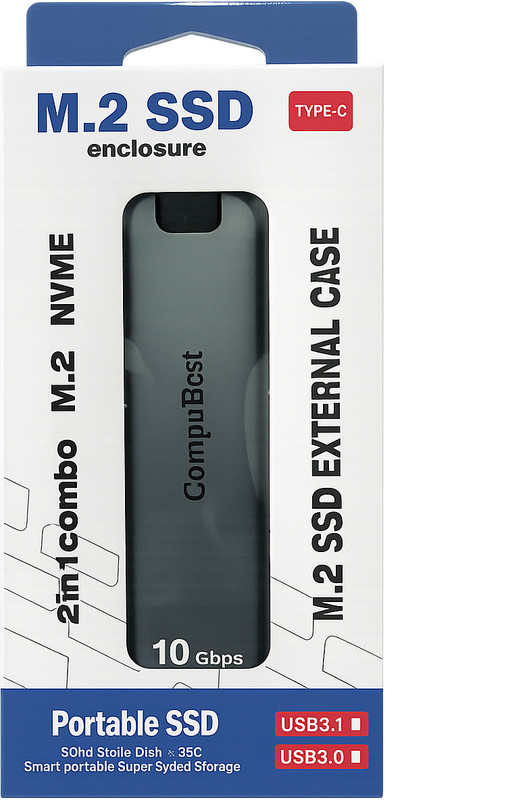 CompuBest NVMe SSD Enclosure 2.5 inch Shock Resistant NVMe(For NVMe SSD, Multicolor)