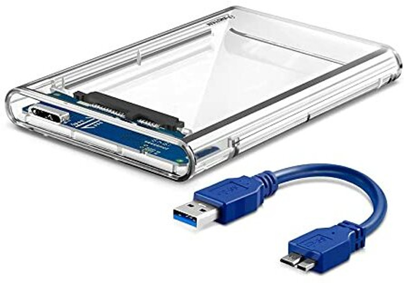 Gacher 2.5 inch SSD Sata Hard Disk External Portable Case Cover 2.5 inch Portable Hard Disk Case Cover USB 3.0 (Transparent)(For Sata Hard Disk, Transparent)