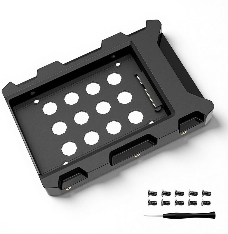 ELEPHANTBOAT SATA III SSD HDD Mount Bracket Adapter for 25 to 35 Drive Bay Converter 3.5 inch Hard Disk Case(For Serial ATA, Black)