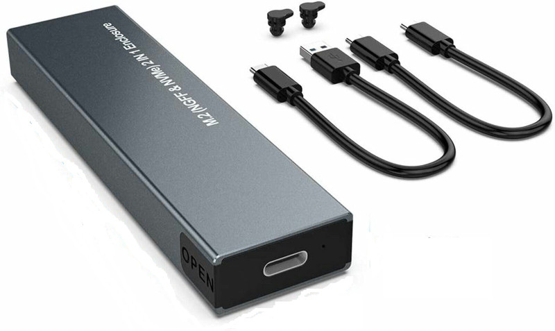 microware M.2 NVME and SATA NGFF Enclosure Dual Protocol Gen 2 USB 3.1 M.2 SSD 4 inch SSD Enclosure External(For NGFF M.2 SSD hard disk, Grey)
