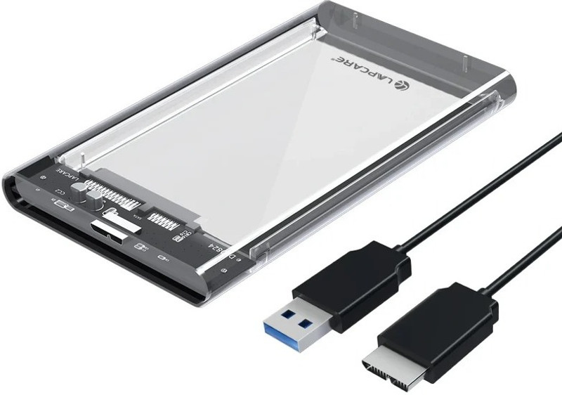 LAPCARE 2.5 Inch SATA USB 3.0 HDD/SSD Portable External Enclosure 2.5 inch Shock Resistant Water Proof USB 3.0(For Laptop, Desktop, TV, Gaming Device, Transparent)