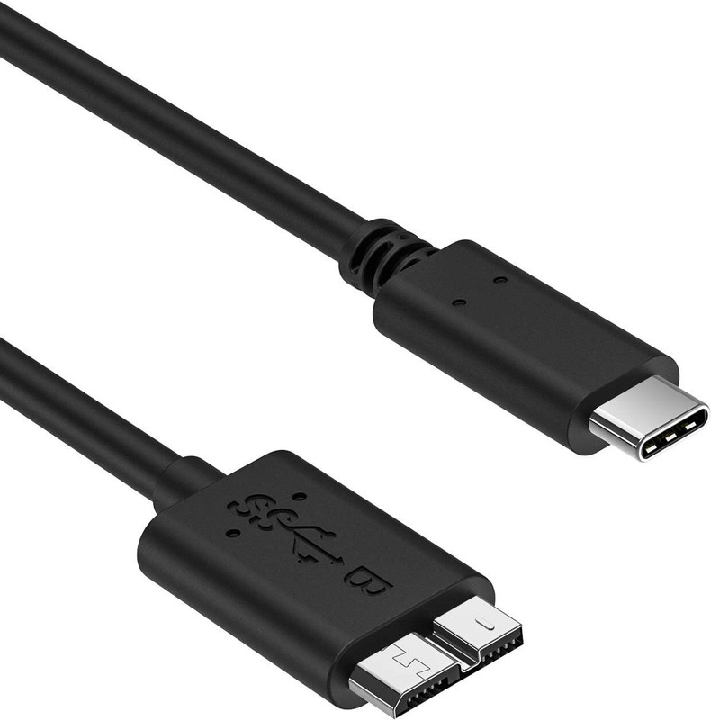 Jihaan USB C Type C External Hard drive disk cable, 10Gbps Fast Charging Compatible 2.5 inch USB Type C to Micro-B USB 3.0 Cable(For Round, Black)