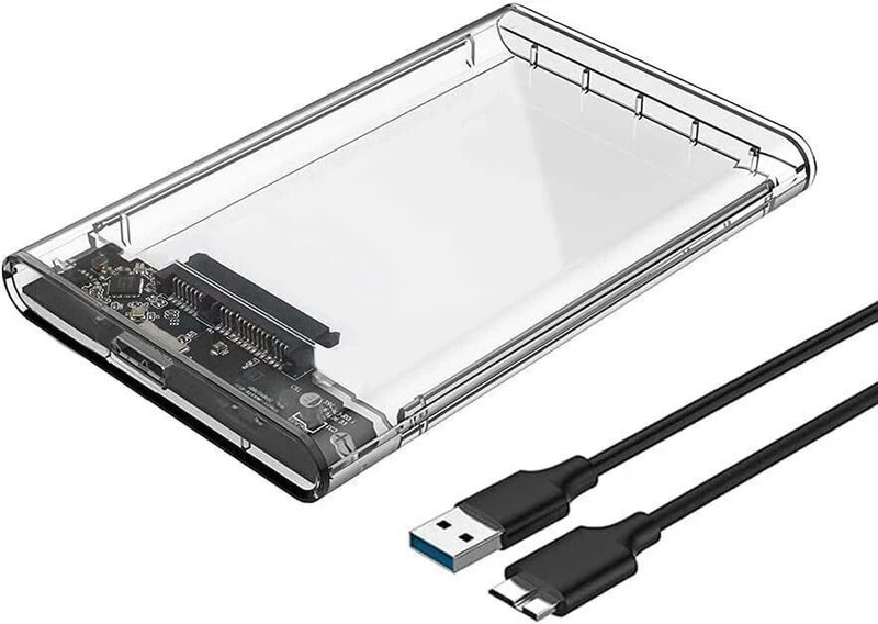 BKC SATA to USB 3.0 External Hard Drive Enclosure HDD/SSD, Transparent Hard Disk Box 2.5 inch Shock Resistant Hard Drive Enclosure(For 2.5 Inch Sata Hard Drive, Computer, Laptop, Notebook, MacBook, Linux, Transparent)