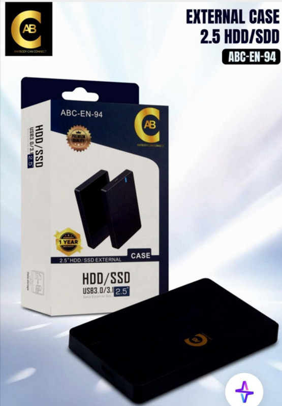 ABC 2.5” Hard Drive Enclosure | 6 Gbps USB 3.0 SATA External HDD/SSD Case 2.5 inch Shock Resistant 2.5 INCH SATA CASING(For 2.5 inch laptop hdd/ssd, Supports UASP Upto 6TB Compatible with PC, Laptop,Black)