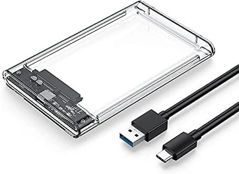 Carecase Usb To 2.5 inch Type C 2.5 Inch Sata Enclosure Case(For Laptops , mobile , Tablet , Desktop , Macbook, Transperent)
