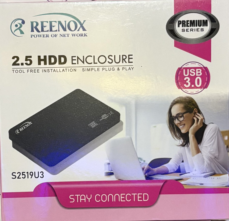 REENOX Hard Disk Enclosure 2.5 inch Shock Resistant USB-A(For Hard Disk, Black)