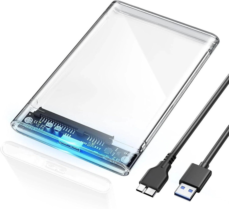 OG X NEXSA 2.5" External Hard Drive Enclosure, SATA III to USB Type-C 2.5 inch HDD Enclosure(For Computer, Laptop, Notebook, MacBook, Linux, Transparent)
