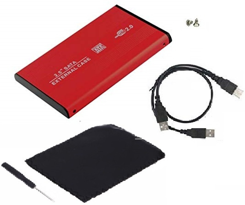 Frackson External portable SATA Casing case USB 2.0 Laptop. 2.5 inch Shock Resistant Hard Disk Enclosure(For for WD Sony HP Dell Lenovo Toshiba Seagate Transcend, Red)