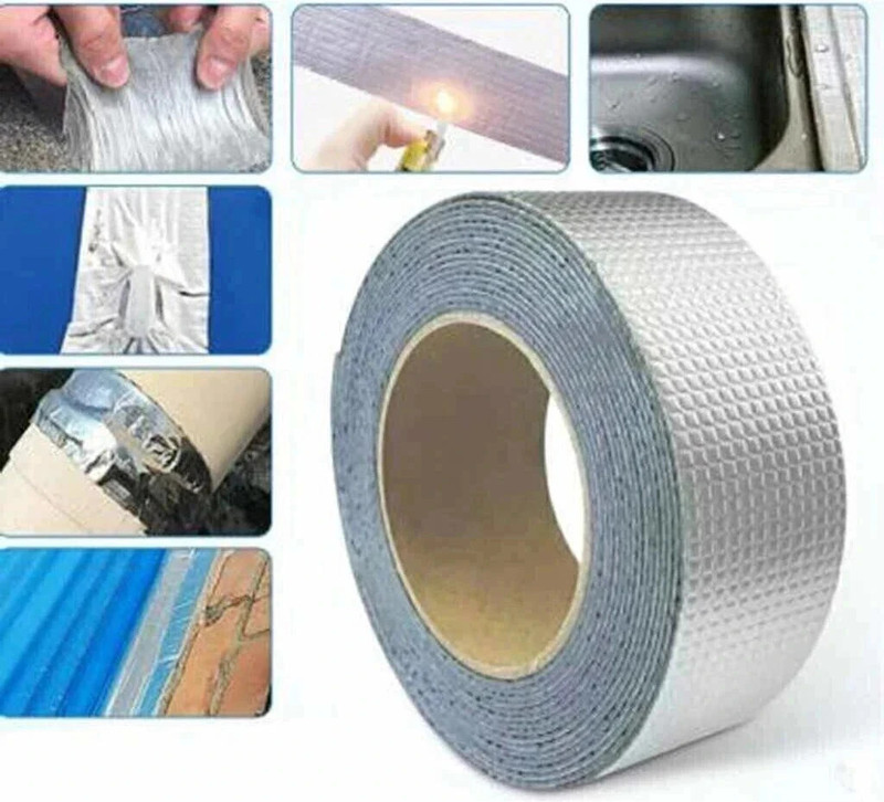 NIPTRON Leakage Repair Waterproof Tape for Pipe Leakage Roof Water Leakage Solutions 5 m Butyl Tape(Silver Pack of 1)