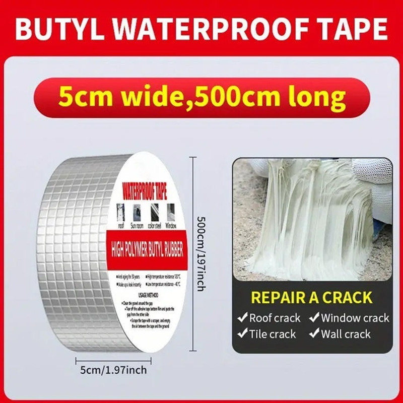 XAMA Aluminium Butyl Rubber Water Leakage Repair Waterproof Tape for Pipe Leakage Grip Tape(Silver)