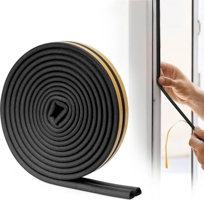 Heylark mart D-Shape Self-Adhesive Door Seal Strip 3 m Single Sided Tape(Black Pack of 1)