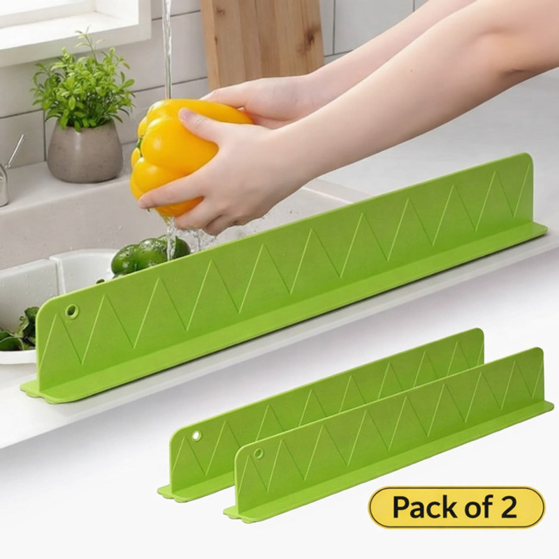 xrock Silicone Kitchen Sink Splash Guard Water Stopper with Suction Cup 48 cm Self-amalgamating Tape(Green Pack of 2)
