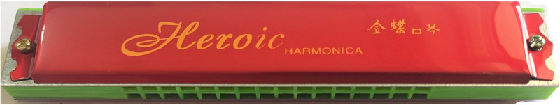 HK Sport & Toys Metallic Harmonica Mouth Organ 24 holes 48 Reeds(Red)