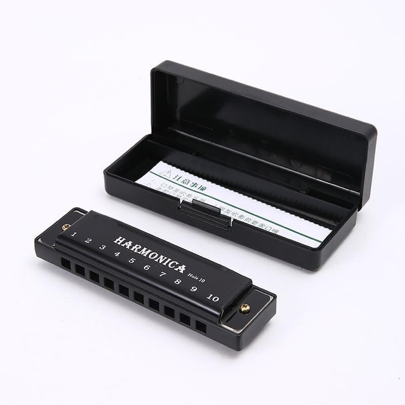Deoxys Harmonicas for Adults Diatonic 10 Hole Harmonica with Case Harp Tuning(Black)