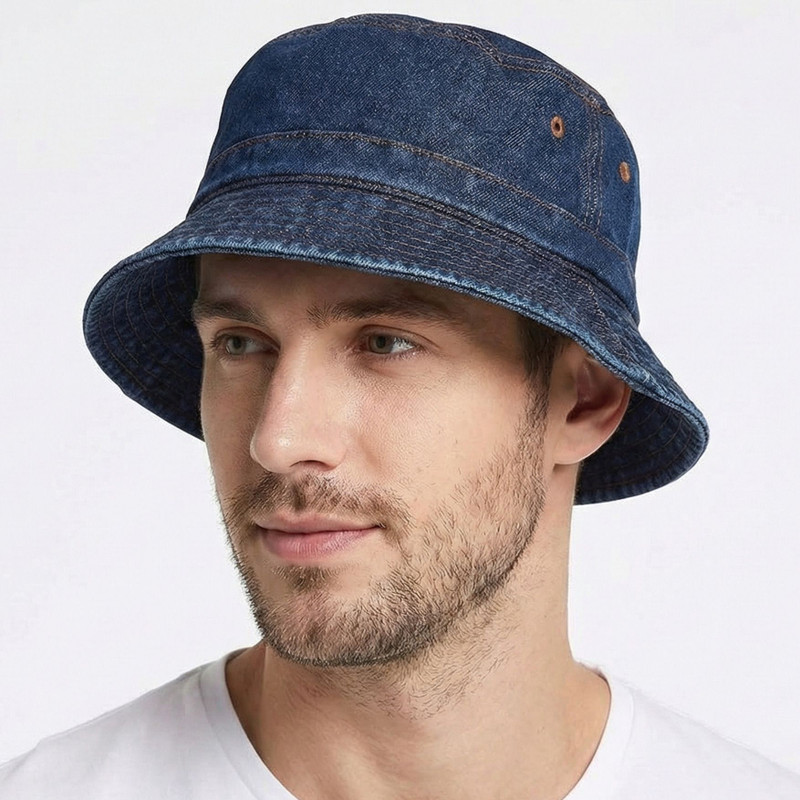 havenfort DENIM CAP ROUND,SUMMER CAP MEN(Dark Blue, Pack of 1)