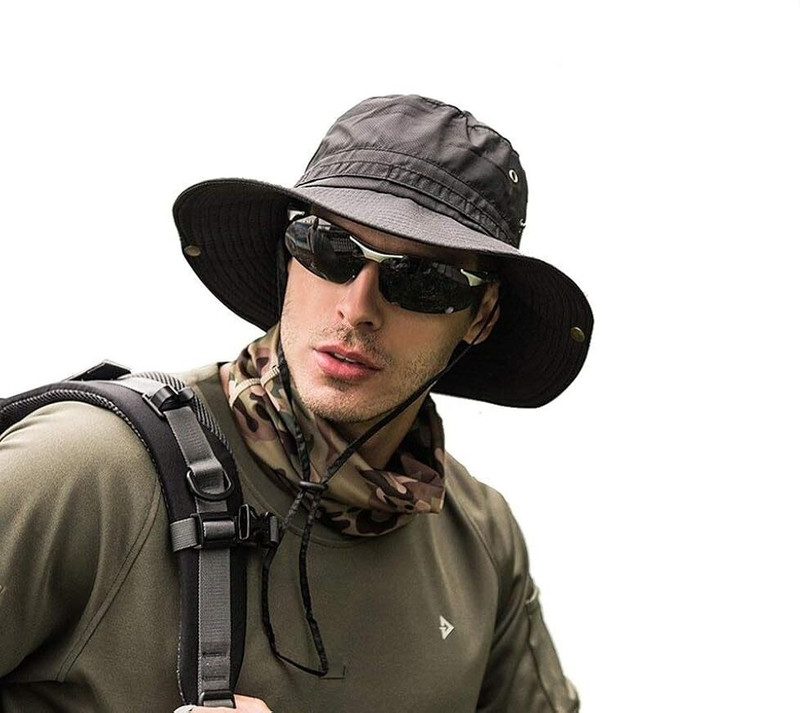 gustave Unisex Black Synthetic Bucket Cap Pack of 1 Adjustable Free Size Comfortable(Black, Drawstring Bag)