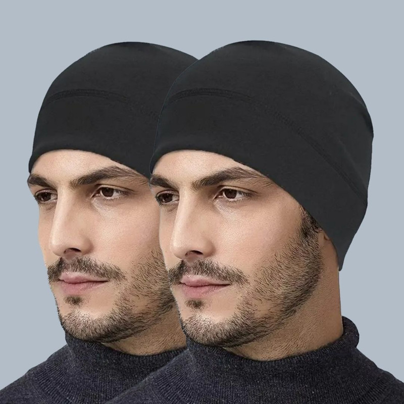 ALPHA STYLIST 2 Pieces of Cotton Helmet Inner Cap, Breathable Sweat Proof Skull Cap Combo