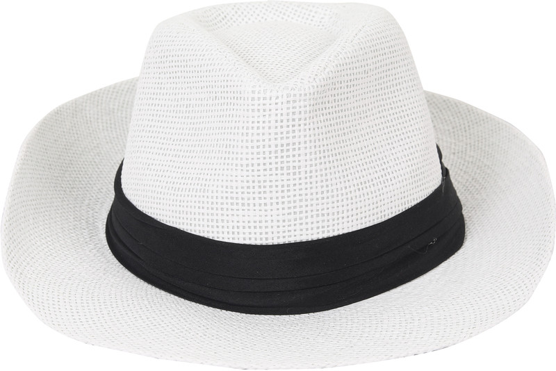 FabSeasons Casual Woven Homburg Hat for Men(White, Pack of 1)