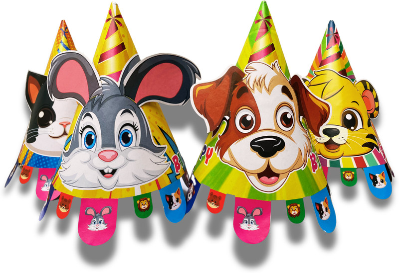 Festi Duck Animal Theme Pop Out Ears Birthday Party Caps(Multicolor, Pack of 10)