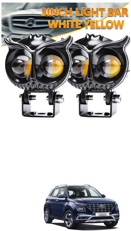 LOVMOTO Universal Mini Drive LED Fog Light Double Color d1089 Car Fancy Lights(Black)
