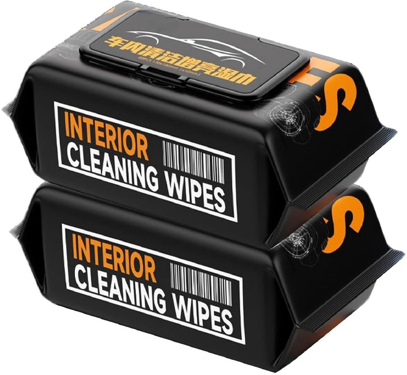 KIPSOME Car Interior Cleaning Wet Wipes Tissue Paper 140 Pcs, Car Seat Window Cleaning Headlight Cleaning Kit(2 ml)