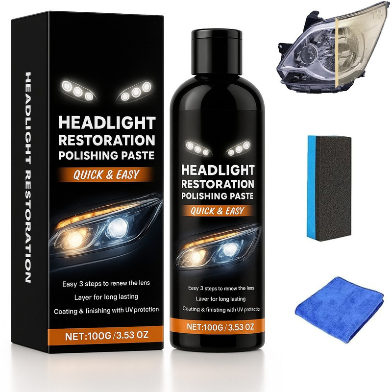 ElitePro Car Headlight Restoration Kit –Removes Yellowing,Fades & Scratch Headlight Cleaning Kit(100 ml)