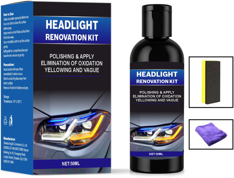 LumiCare Car Headlight Renewal Kit – Clear Oxidation, Polish Lenses & Add UV Protection Headlight Restore Kit