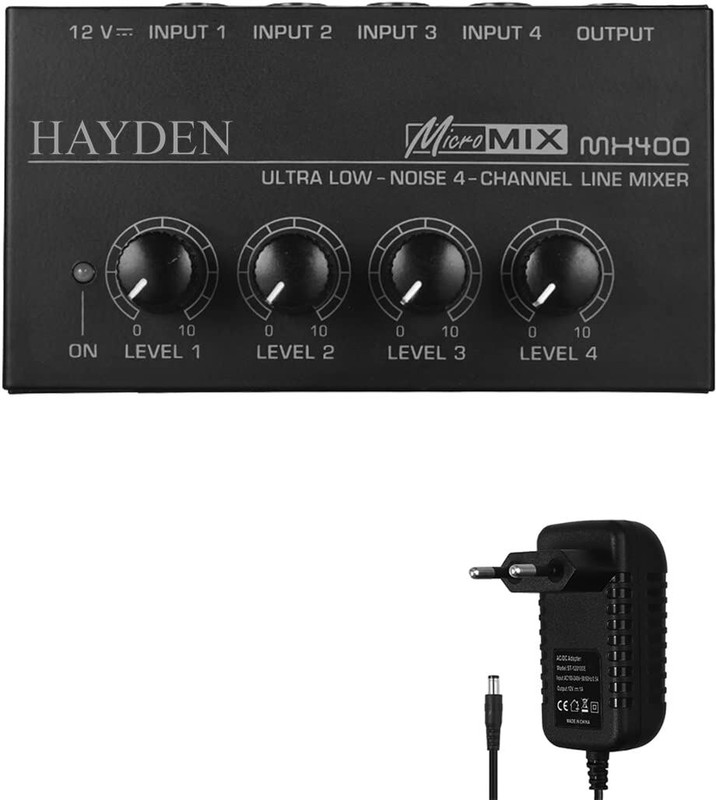 Adiohub MX400 Ultra Low- 4-Channel line mixer Audio Micro Mixer for Sub-Mixing Studio Headphone Amplifier