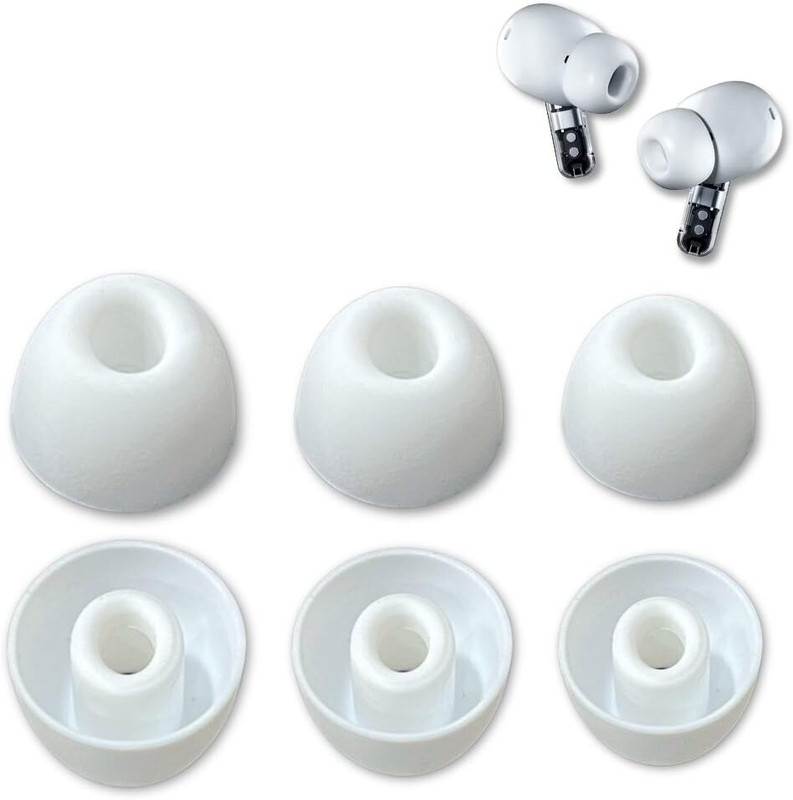 Crysendo Silicone Nothing Ear 2 Earbuds Eartips (S, M, L - 3 Pairs) (White) In The Ear Headphone Cushion(Pack of 6, White)