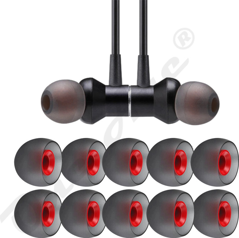 ONE AGE Silicone Ear Tips Neckband,Wired Earphones,Rubber Caps Earbuds Cover Secure Fit In The Ear Headphone Cushion(Pack of 10, Red)