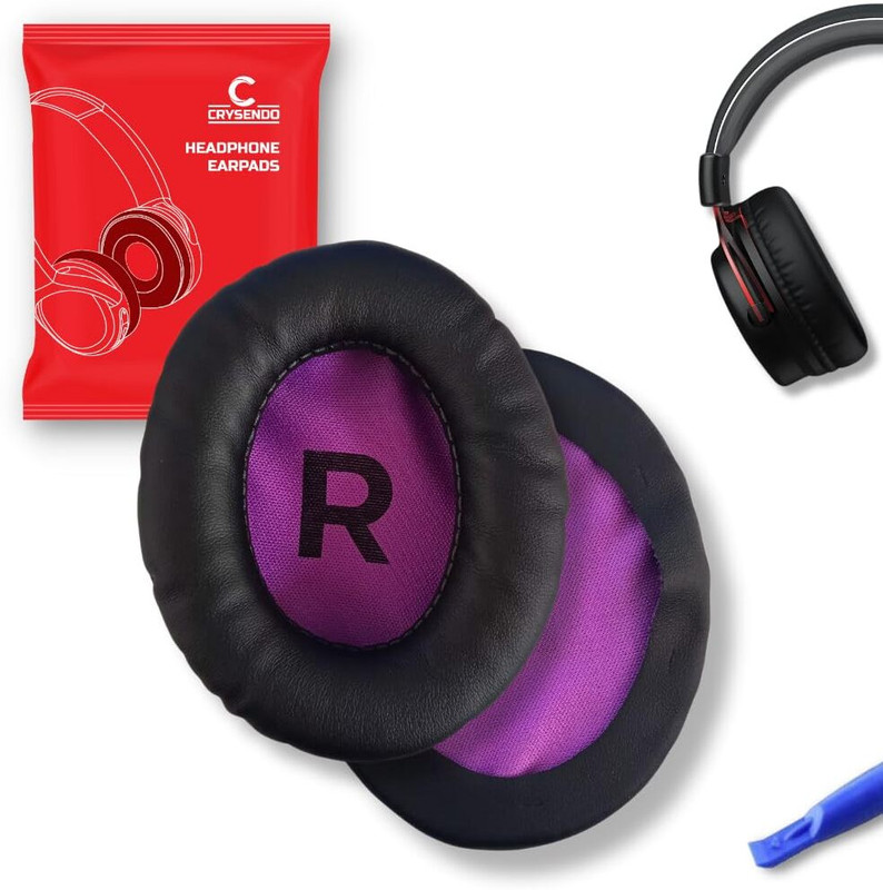 Crysendo Headphone Cushion for E-ksa E900 & E900 Pro Gaming Headset | Replacement Earpads Over The Ear Headphone Cushion(Pack of 2, Black+Purple)