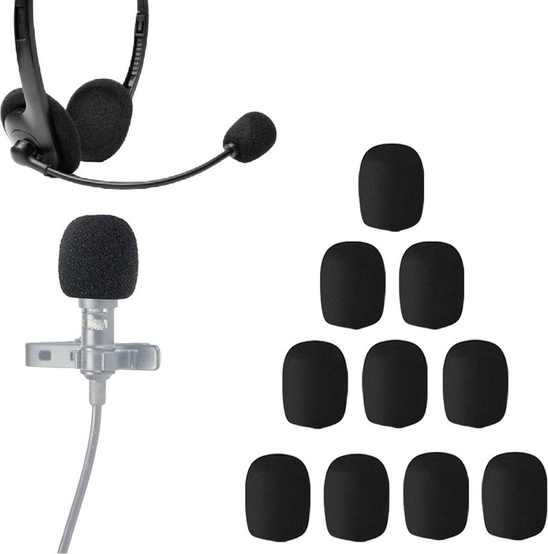BALRAMA 10pc Black Mini Foam for Headset, Lavalier & Lapel Microphone Windscreen Sponge Microphone