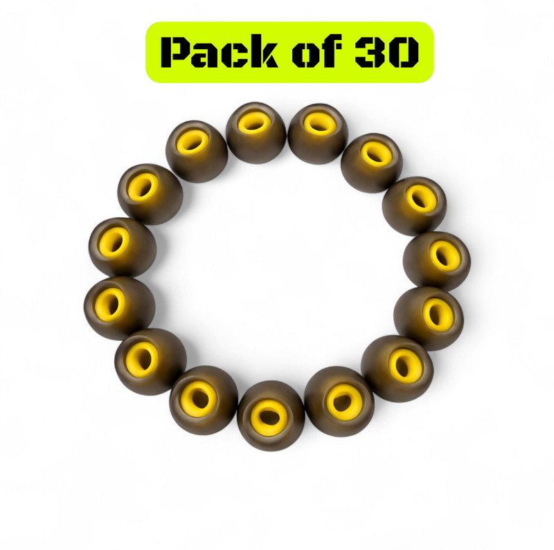 Auronix Premium Soft Silicone Earphone Earbuds Replacement Tips 30 Pieces - (15 Pairs) In The Ear Headphone Cushion(Pack of 30, yellow Black)