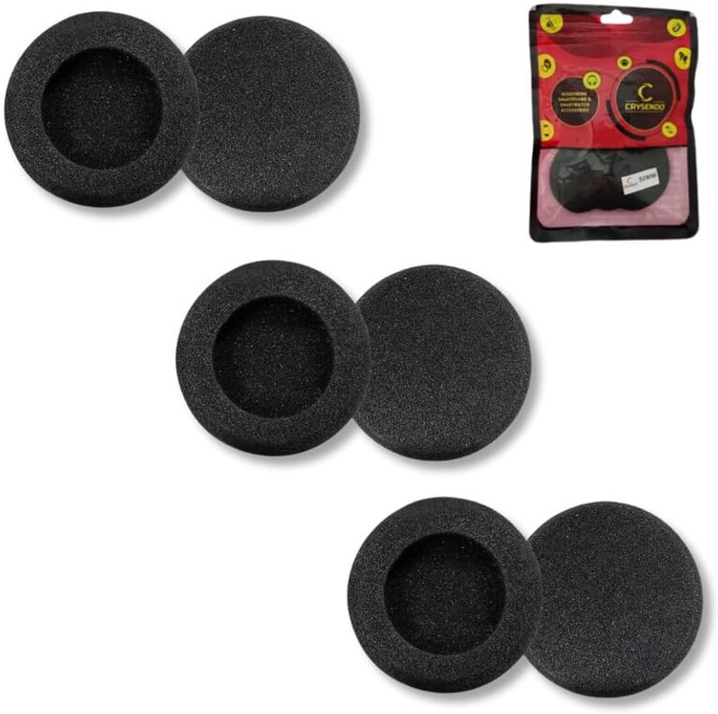 Crysendo Headphone Cushion for Plant-ronics C320-M / 60mm | 10mm Extra Thick Replacement Over The Ear Headphone Cushion(Pack of 6, Black)