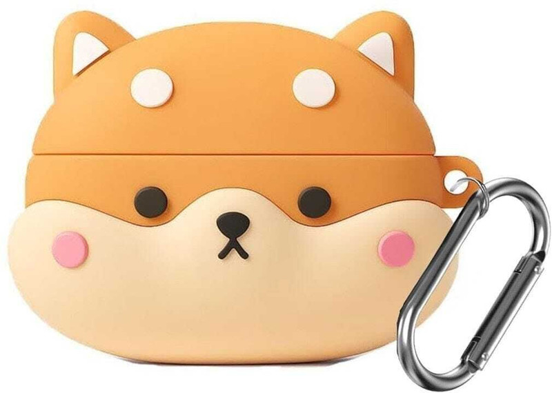 Auronix Silicone Press and Release Earbuds Case For Onepluss Nord Buds 3 PRO Silicone Case Cover, Nord Buds 3, Onepluss Buds Pro 3(Shiba Dog With Carabiner)