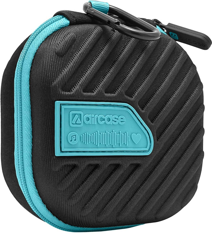 AirCase Earphone Carrying Case with EVA Hard Shell and Carabiner (Black)
