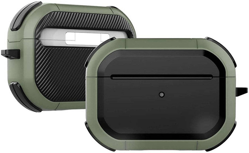 KHR Plastic Press and Release Headphone Pouch For Airpods 4th(Airpod 4 2024 (Visible Front LED) Hybrid Shockproof Corner for Airpods 4th Green)