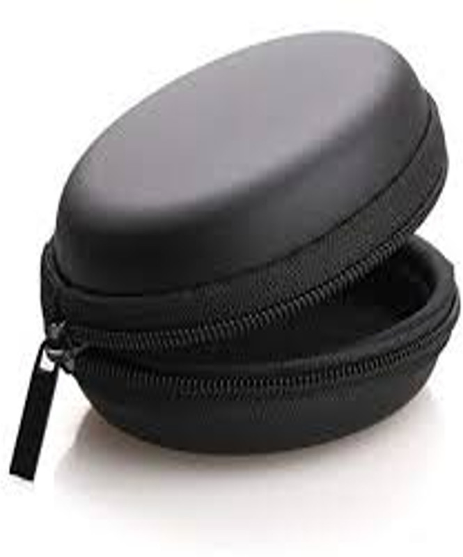 KPS Leather Zipper Headphone Pouch For Universal (Black) Coin Purse