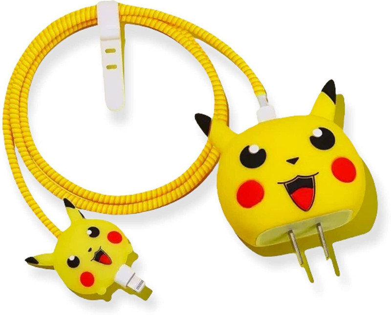 Setster Silicone Press Stud Headphone Case For Universal(Pikachu Case for 20W ,18W Charger, case FOR I PHONE 15 14 13 12 11 Pro Max)
