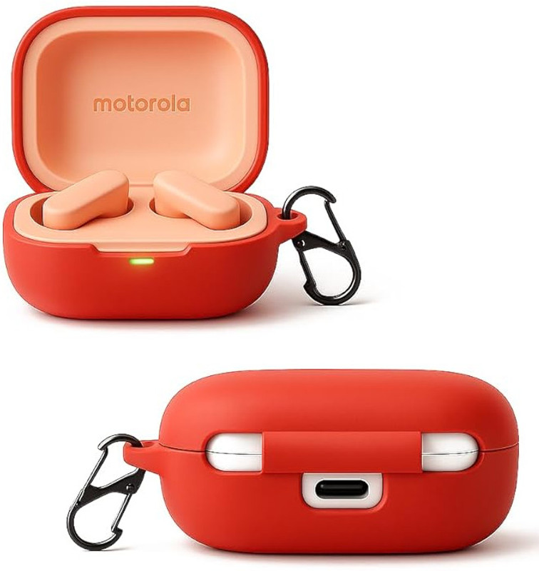 SHISHVIKA Silicone Press and Release Earbuds Case For Moto Buds, Moto Buds Plus +, Moto Buds Bass(Red)