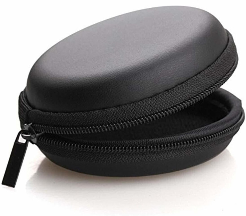 Wooger Leather Zipper, Zipper Headphone Pouch For Universal(Black)