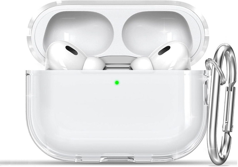 Bodoma Silicone Press Stud Headphone Case For Airpods Pro 2019/ Aipods Pro 2 (2nd/1st Gen)/2022/2023(Transparent)