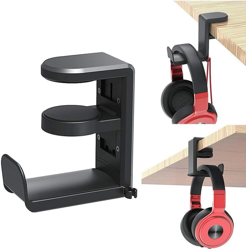 HASTHIP Underdesk Headphone Holder Hanger Headphone Stand(Black Pack of 1)