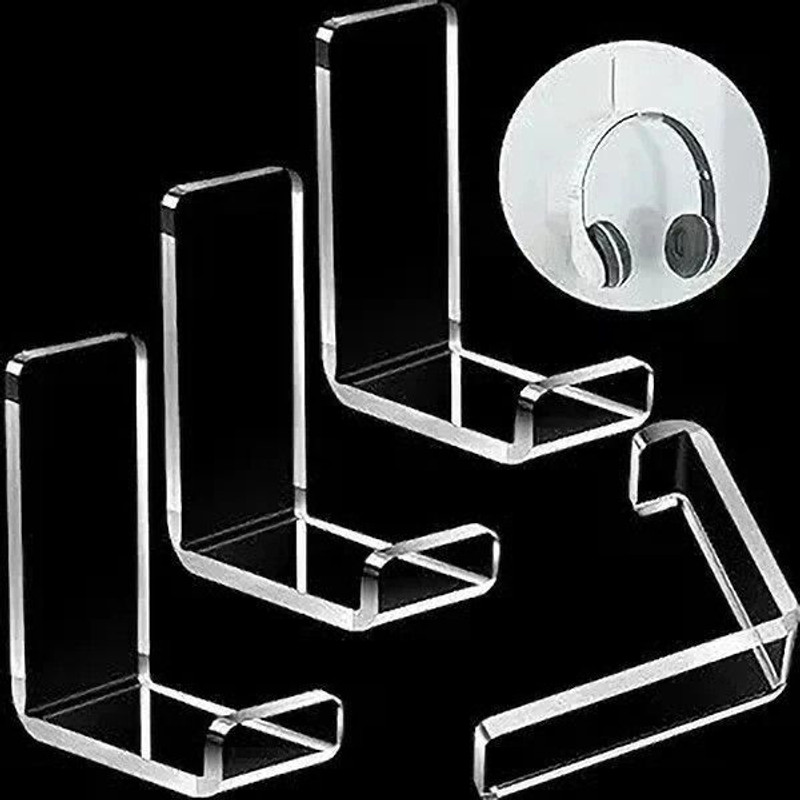 Ashani Creations Headphone Hook Headset Holders Wall Mount with Adhesive Tape Headphone Stand(Clear Pack of 4)