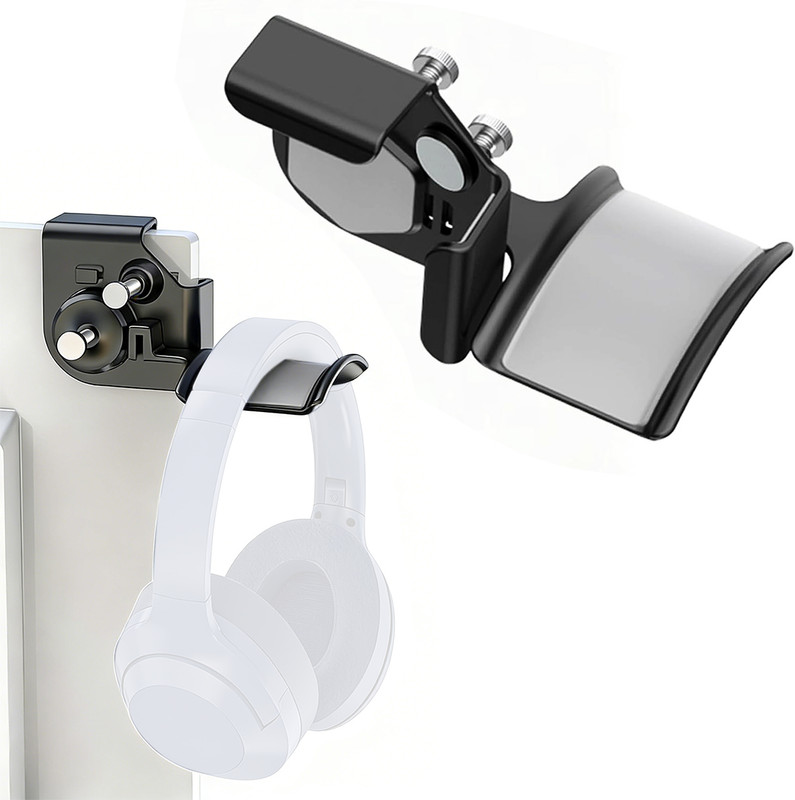 Ofifo Clamp On Adjustable Headphone Stand with Rotating Hook for Desk Use Headphone Stand(Black Pack of 1)